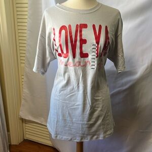 Grey T-Shirt with Red 'Love Ya Mean It' Print